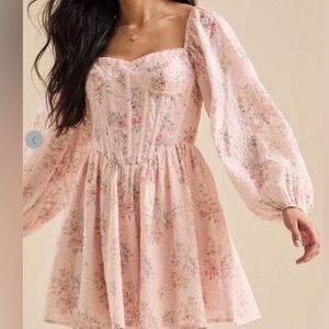 Altar'd State Pink Floral Long Sleeve Dress